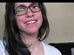 Teen In Glasses Sucking And Riding Cock In Pov amateur sex